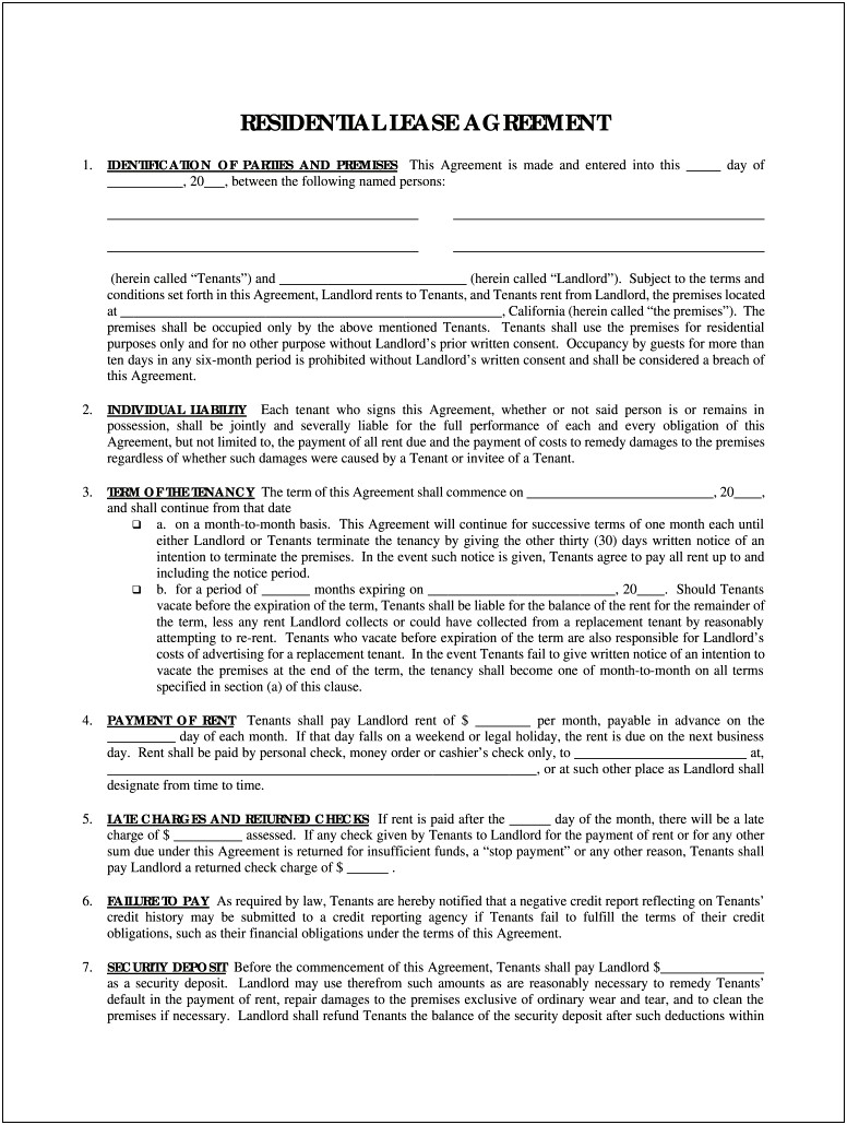 Business Property Lease Agreement Template Free