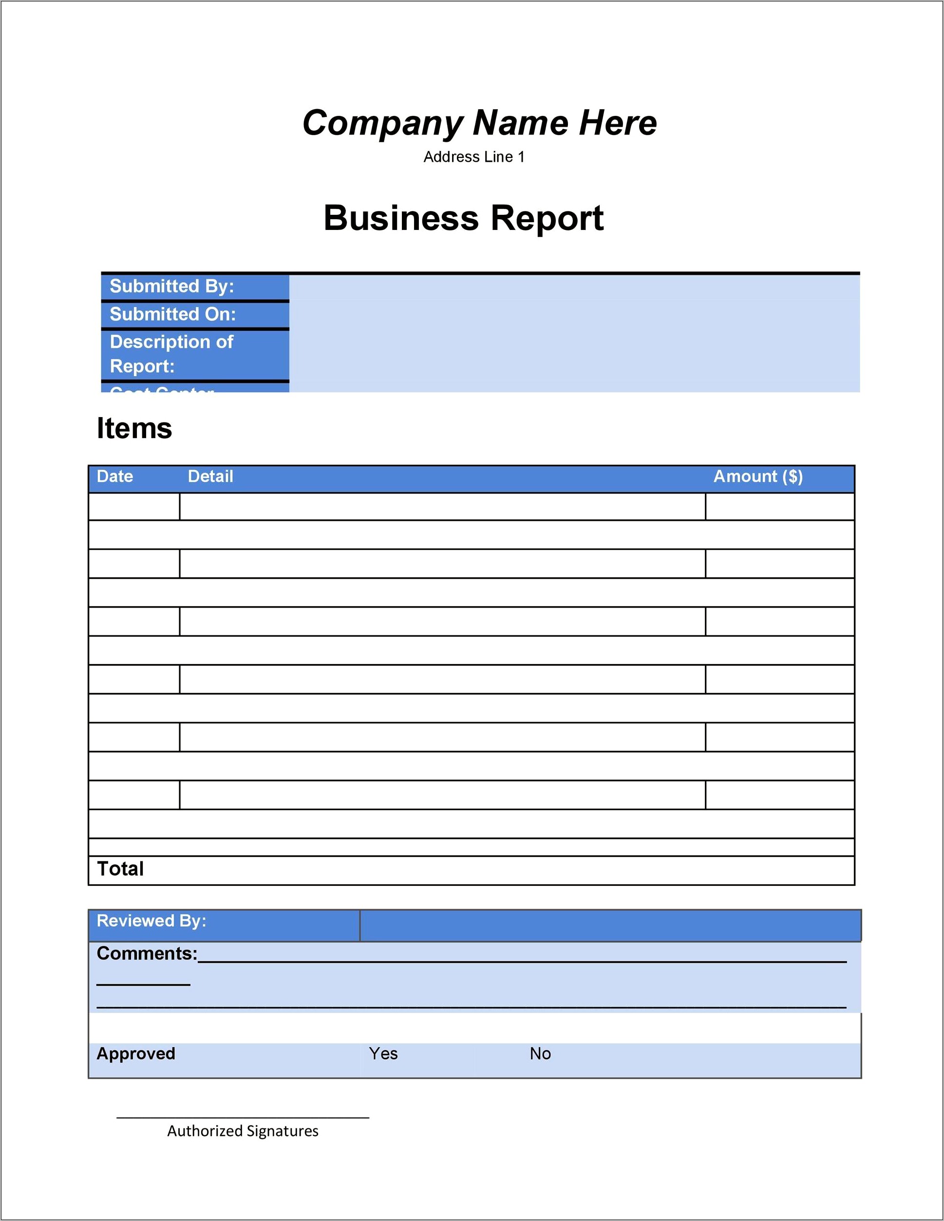 Business Report Template Word Free Download