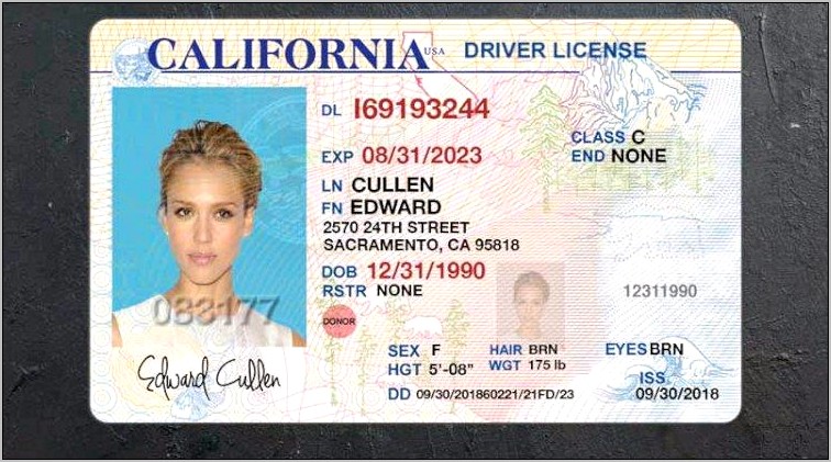California Drivers License Psd Template Free