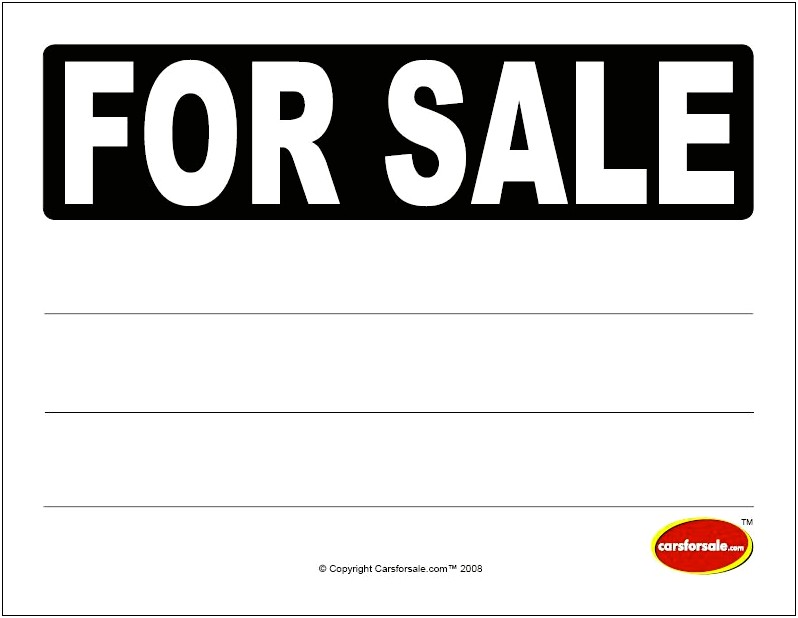Car For Sale Sign Template Free