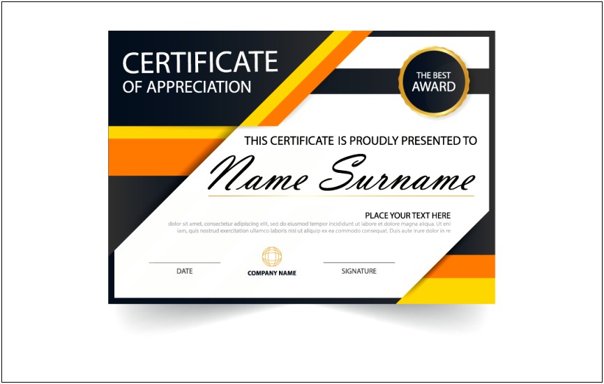 Certificate Of Award Template Free Download