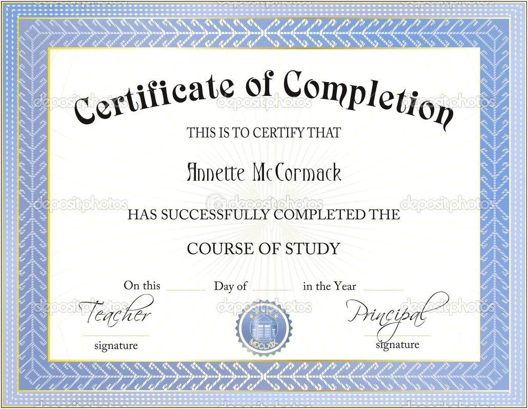 Certificate Of Completion Word Template Free