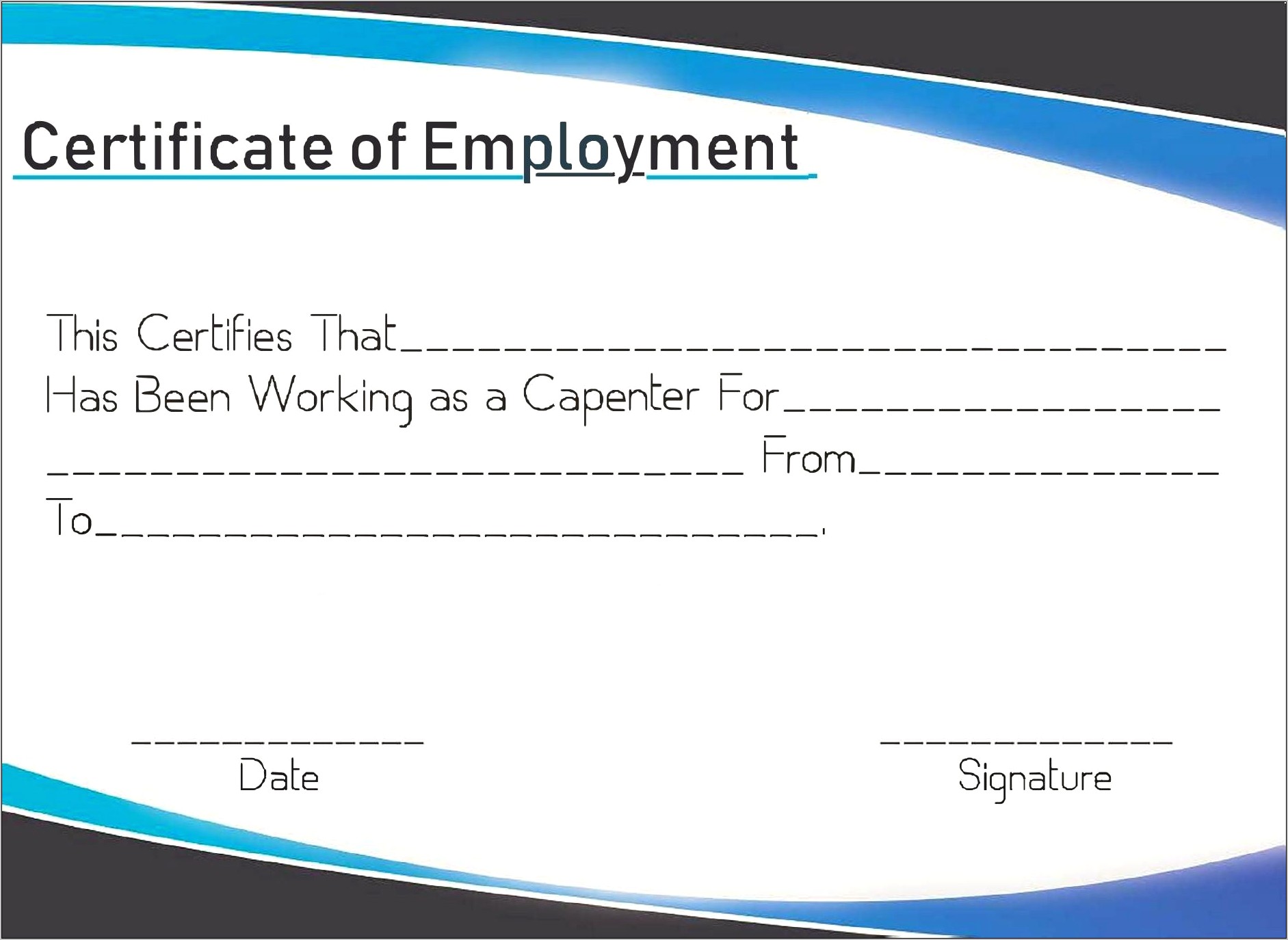 Certificate Of Employment Template Free Download Resume Example Gallery