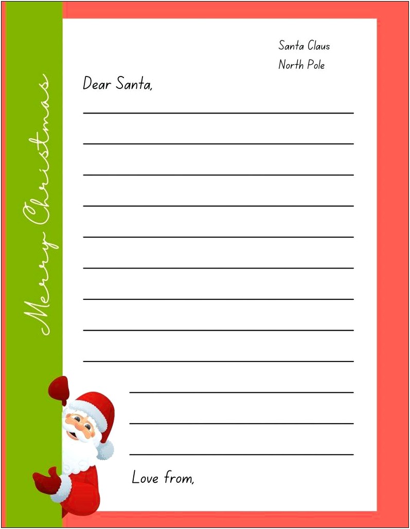 Christmas Letter To Santa Template Free