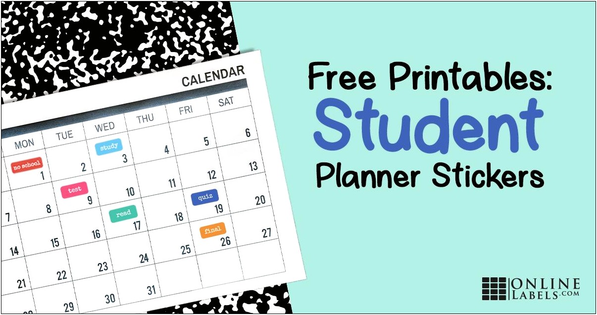 College Student Planner Template Free Printable