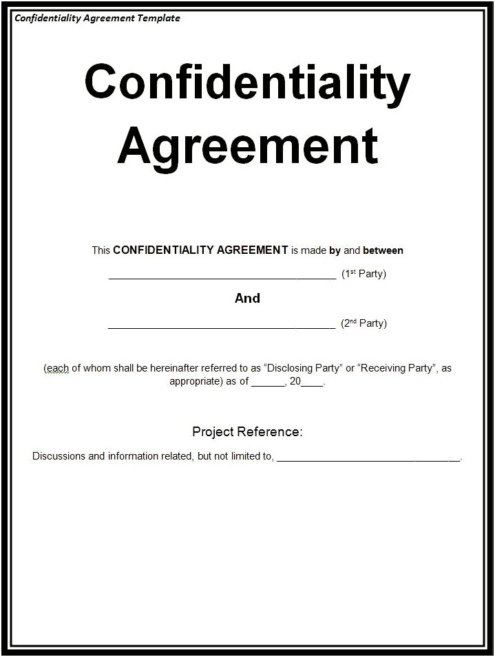 Confidentiality Agreement For Employees Template Free