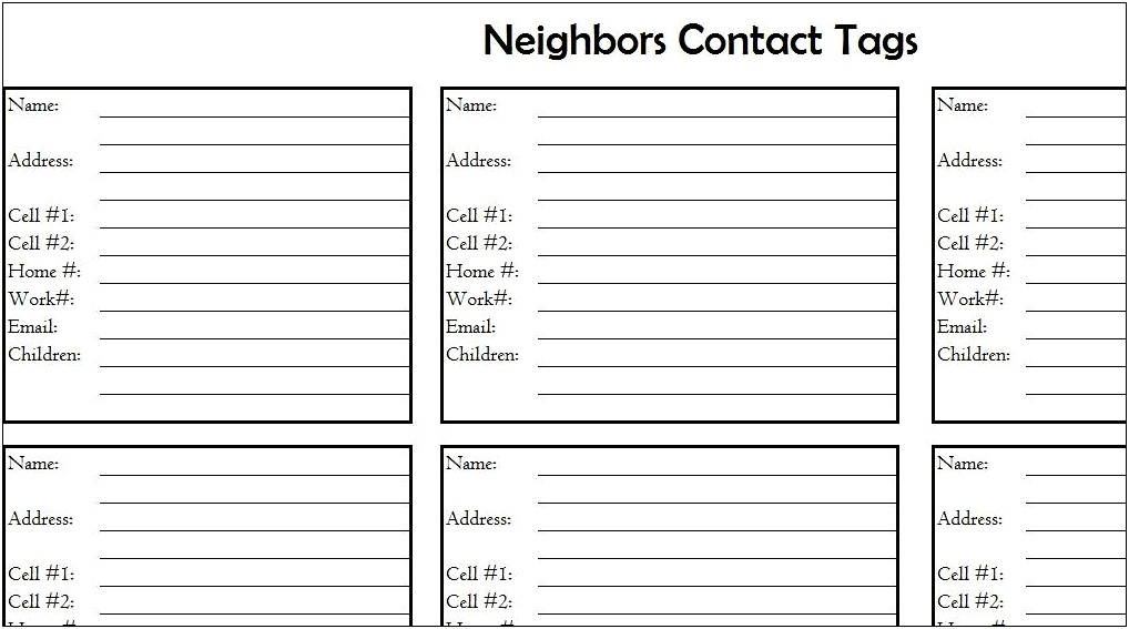 Contact List Template Excel Free Download