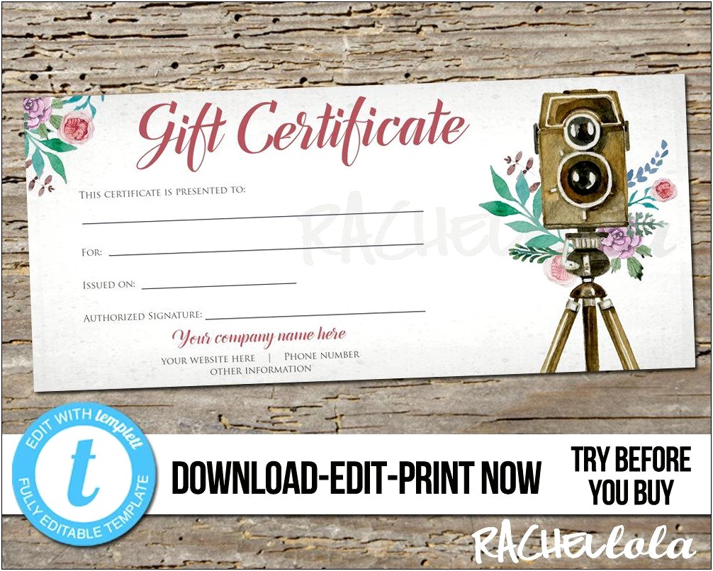 Custom Gift Certificate Template Free Download