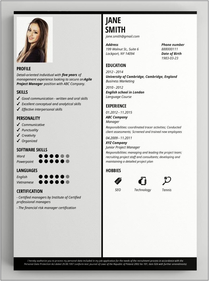 Cv Template With Photo Download Free