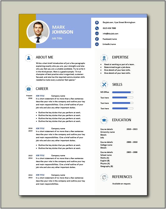Cv Template With Picture Free Download