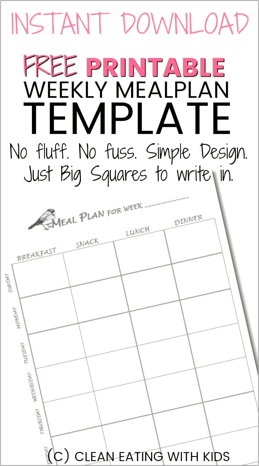 Daily Meal Planner Template Free Printable