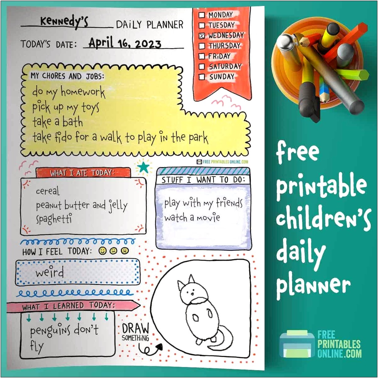 Daily Schedule Template Printable Free Kids