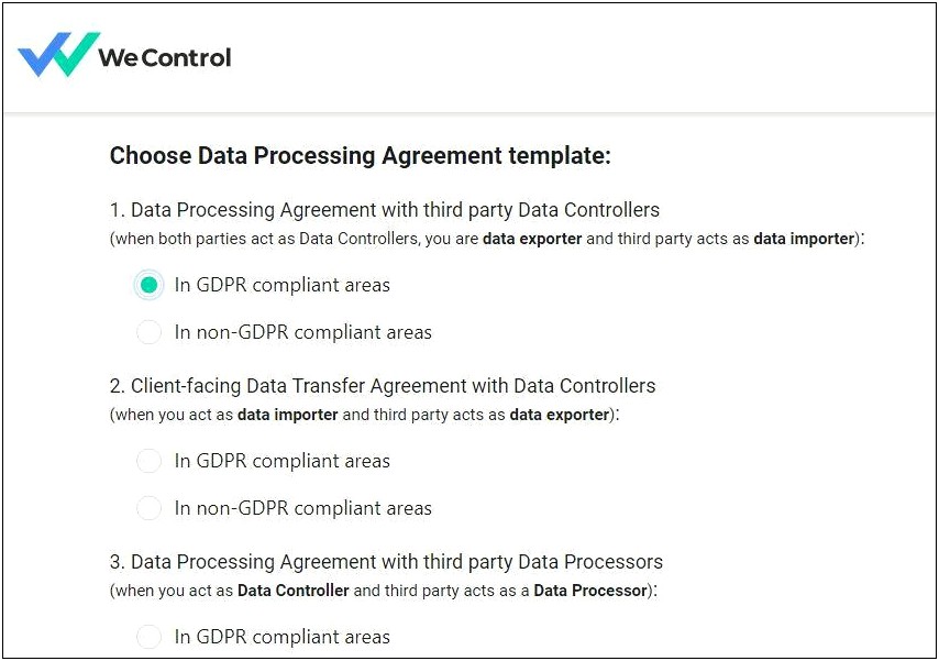 Data Processing Agreement Template Gdpr Free