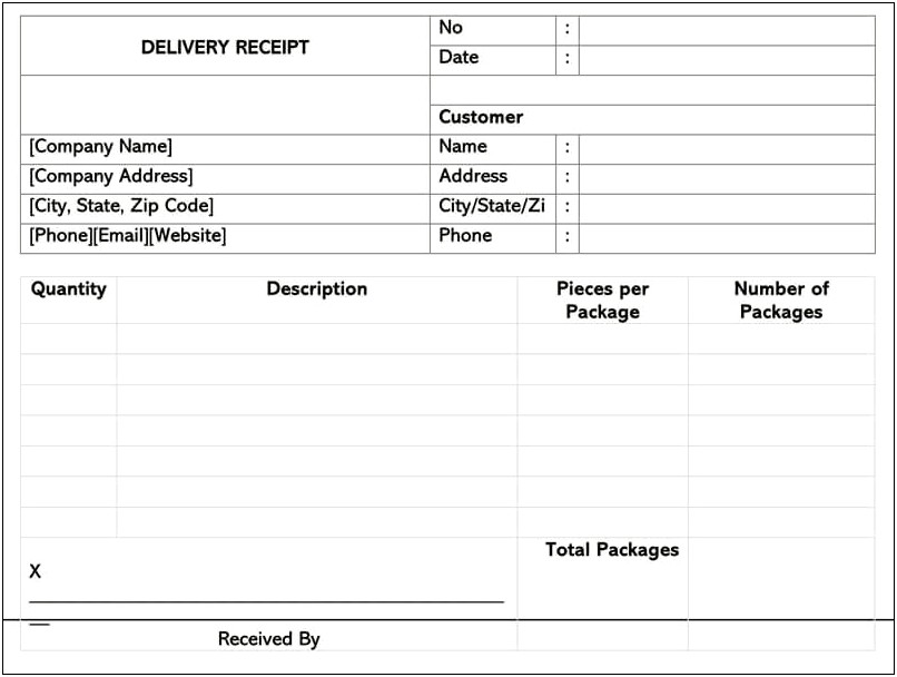 Delivery Note Word Template Free Download
