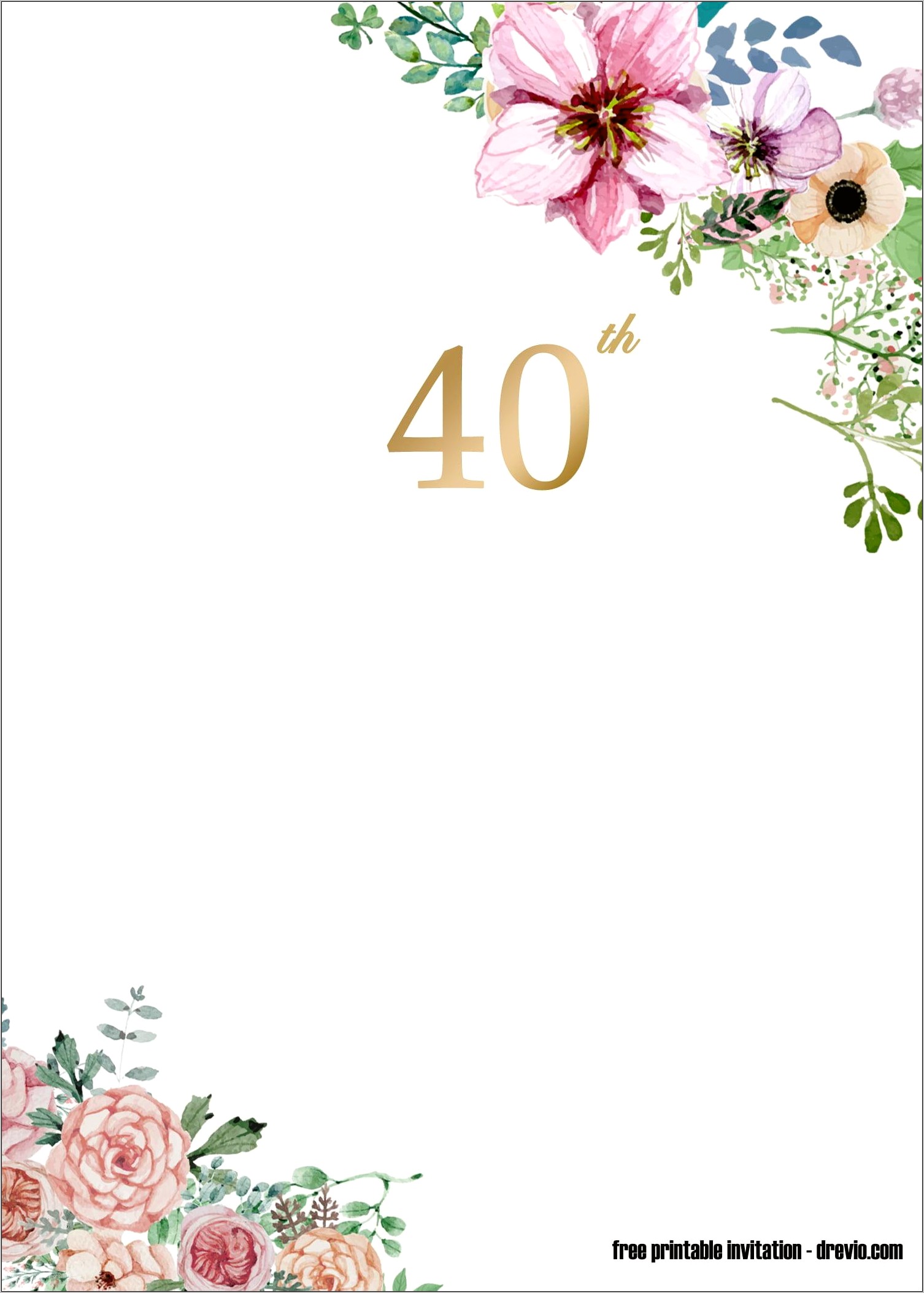 Downloadable Free 40th Birthday Invitations Templates