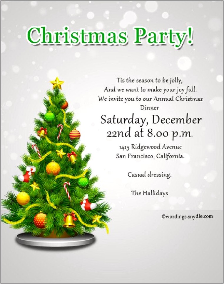 Elegant Christmas Party Invitation Template Free
