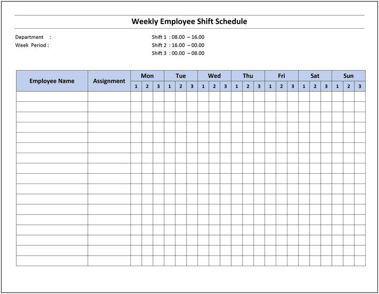 Employee Work Schedule Template Excel Free