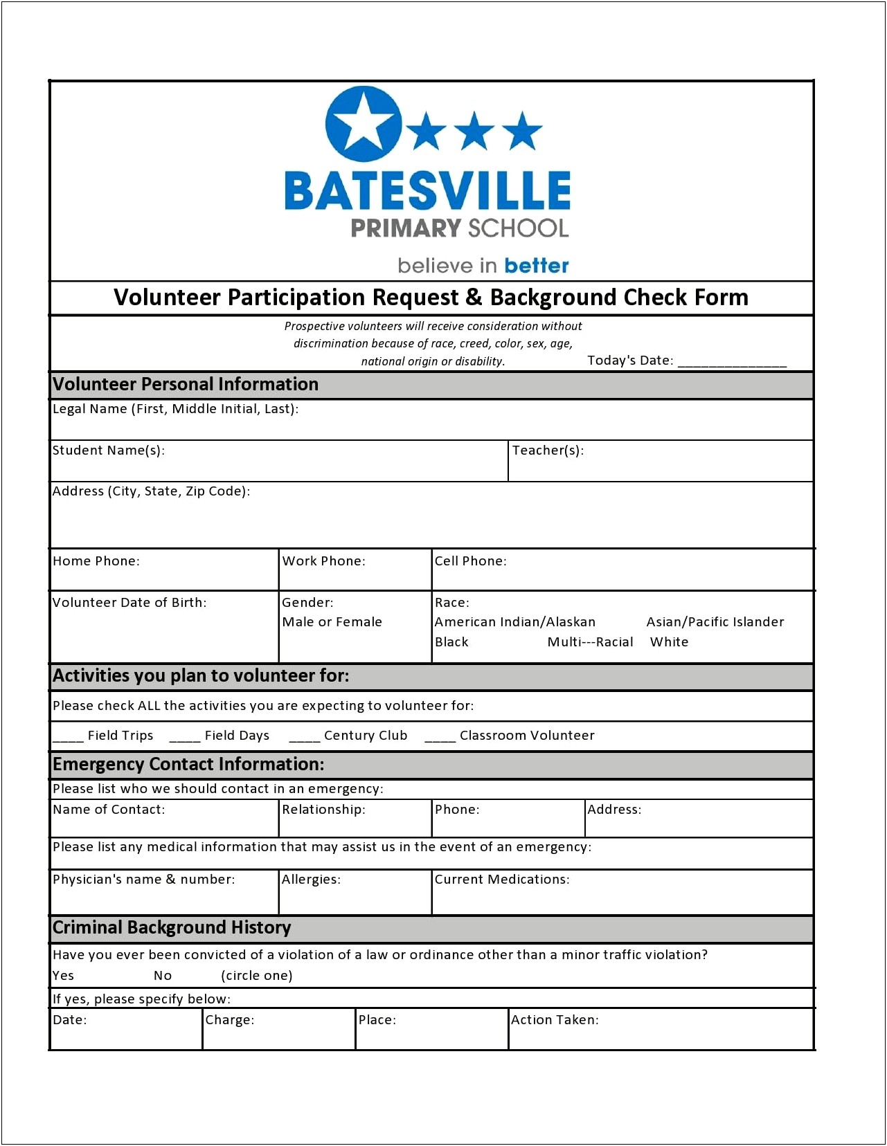 Employment Background Check Form Template Free