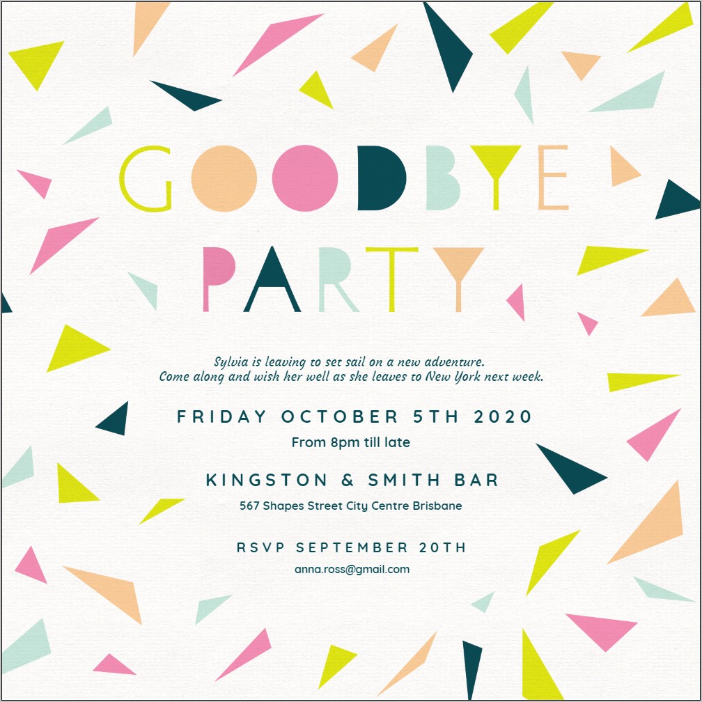 Farewell Party Invitation Template Free Download
