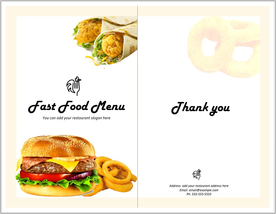 Fast Food Menu Templates Free Download