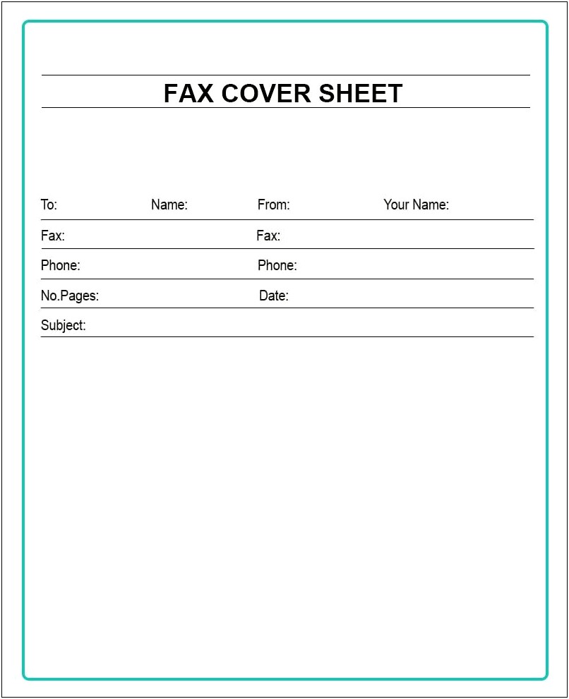 Fax Cover Sheet Template Free Online