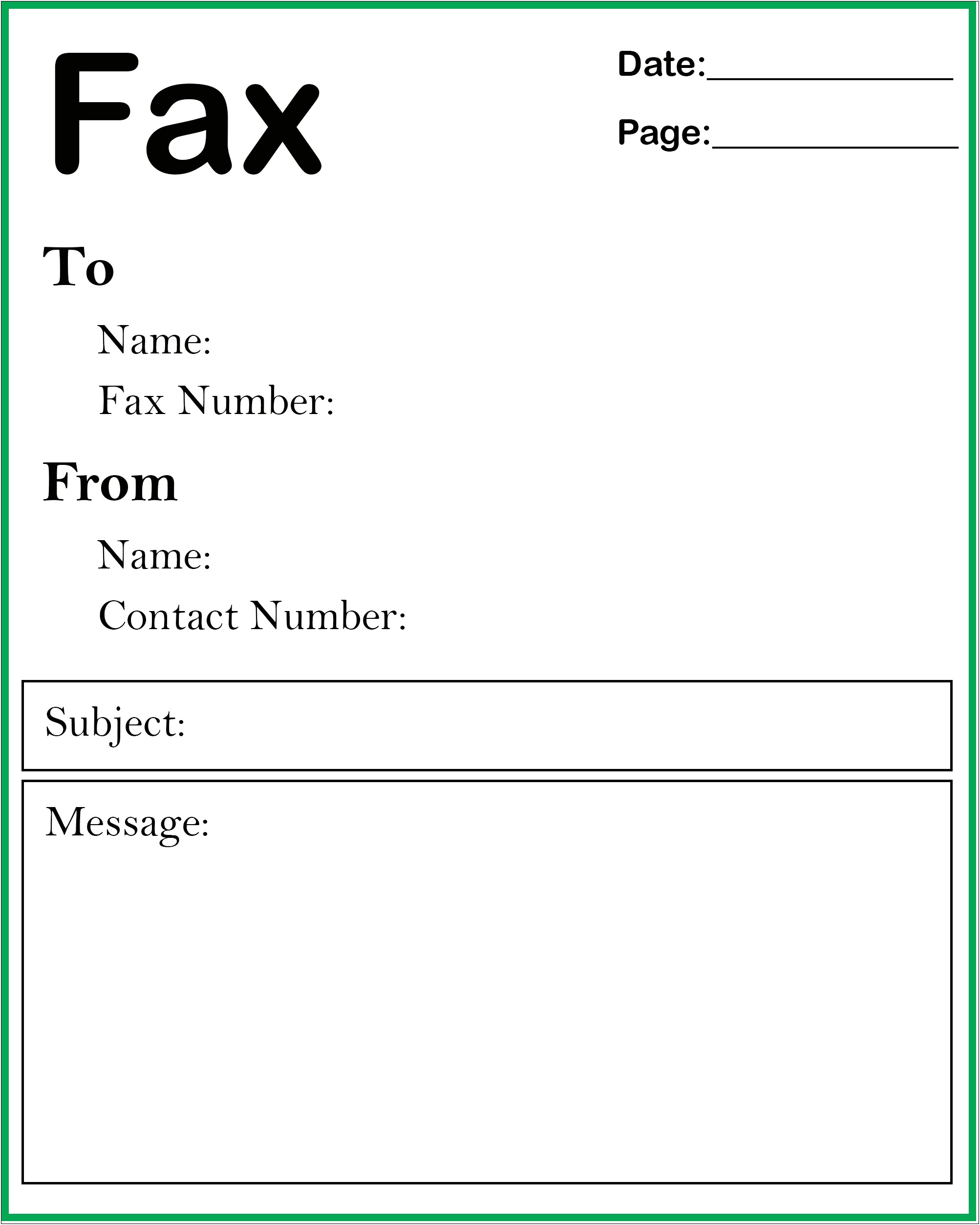 Fax Cover Sheet Template Printable Free
