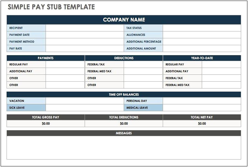 Fillable Printable Pay Stub Template Free