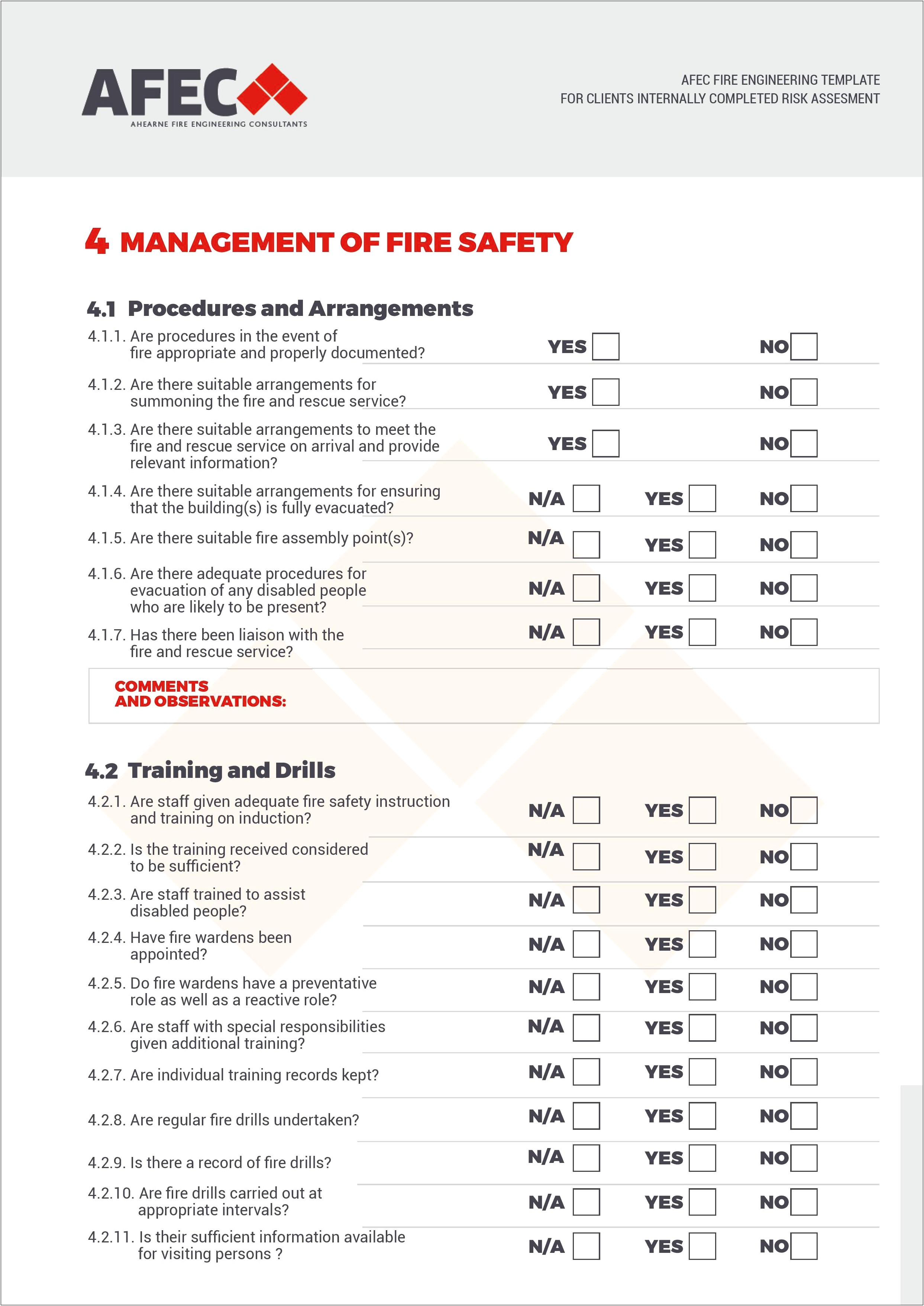Fire Safety Risk Assessment Template Free