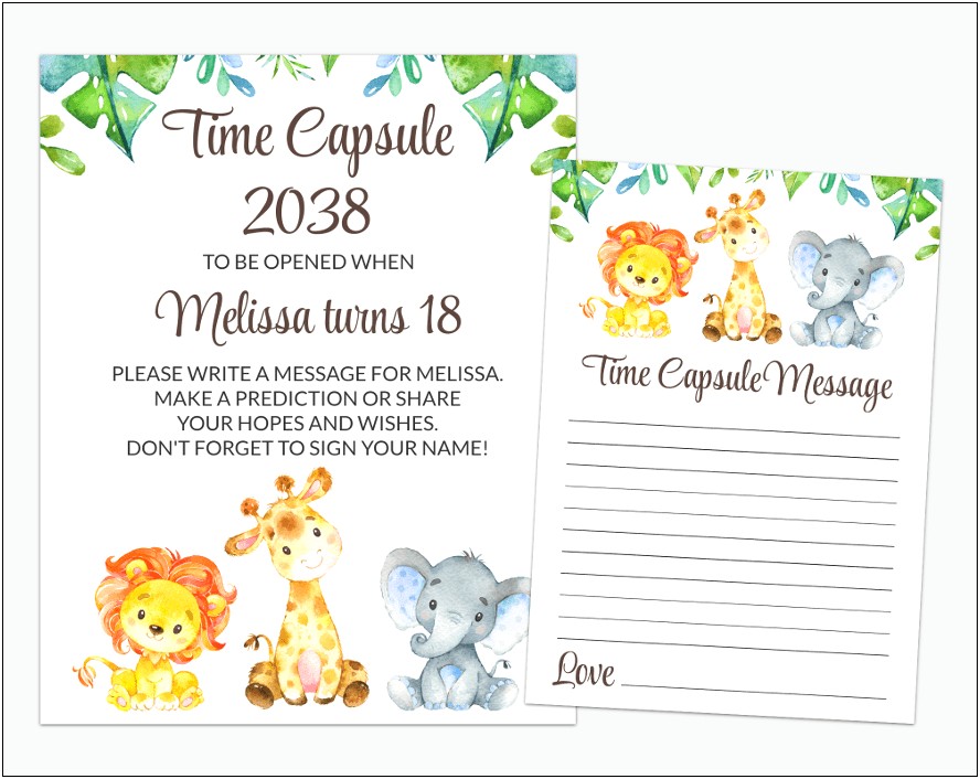 First Birthday Time Capsule Template Free