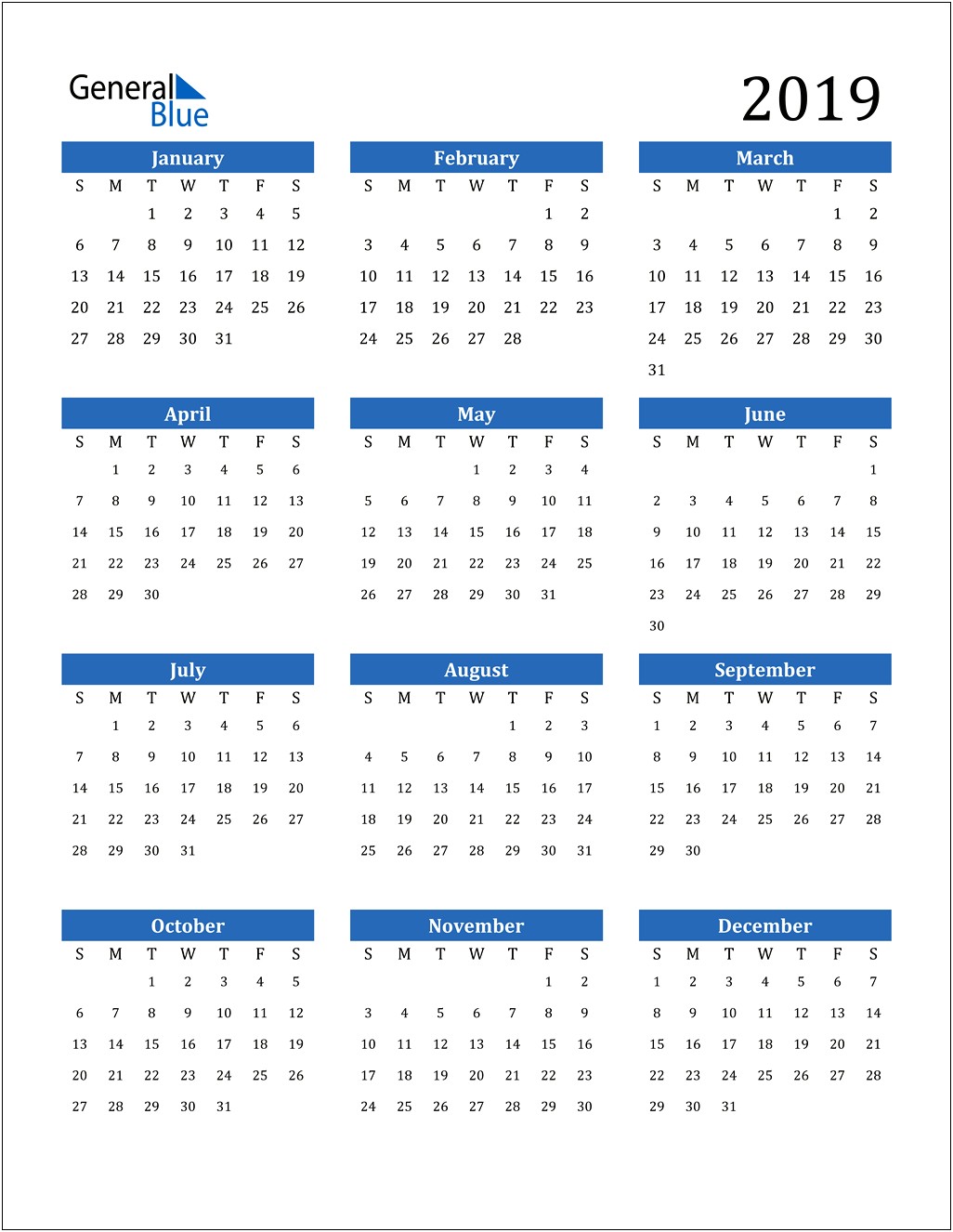 Free 2019 Monthly Calendar Template Word