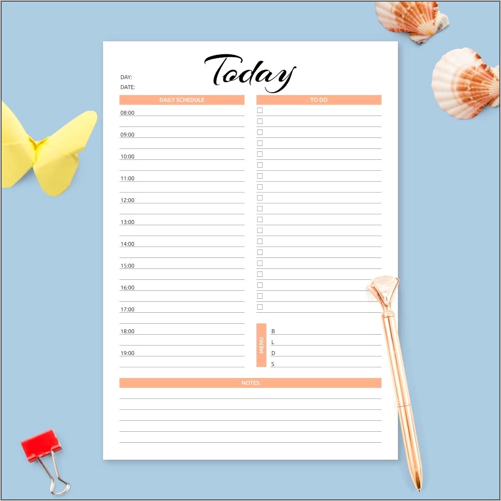 Free 24 Hour Daily Planner Template