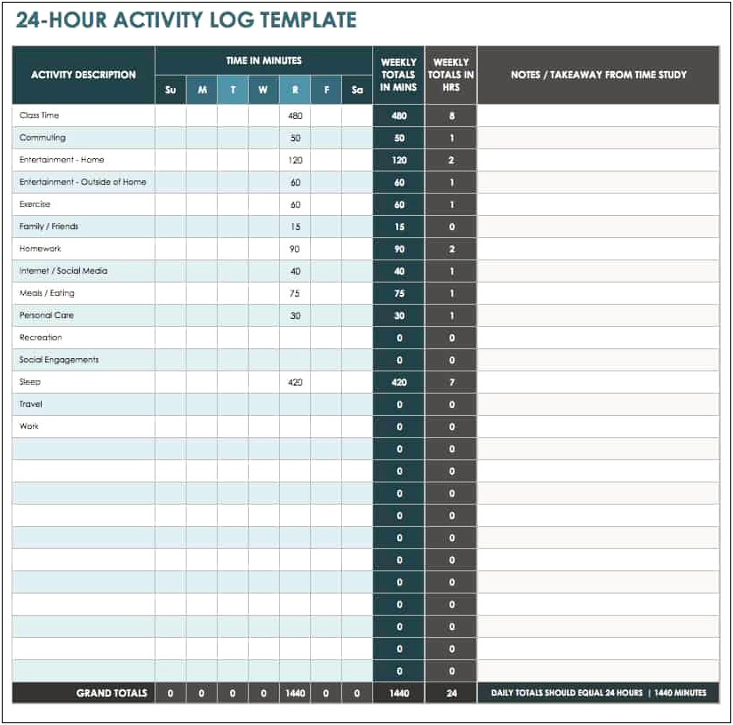 Free 24 Hour Time Schedule Template
