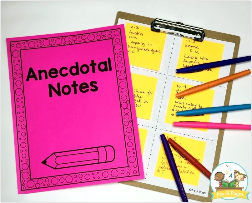 Free Anecdotal Notes Template For Teachers