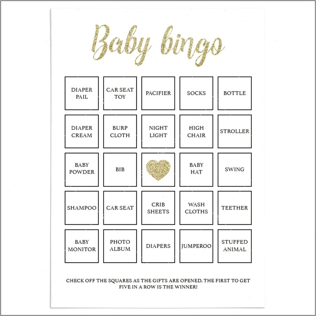 Free Baby Shower Bingo Card Template