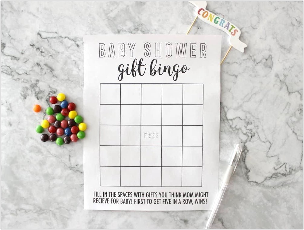 Free Baby Shower Bingo Game Template