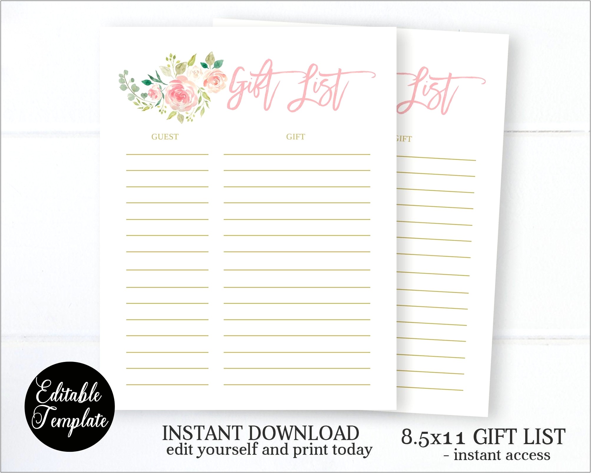 Free Baby Shower Guest List Template