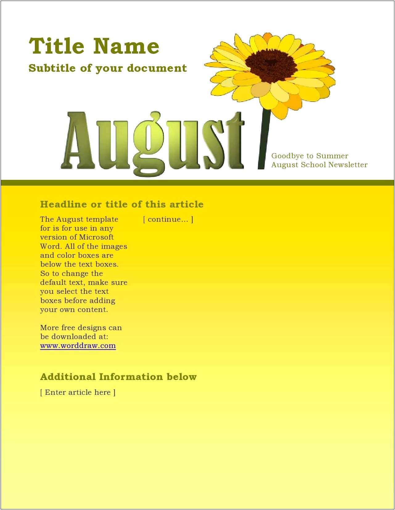 Free Back To School Newsletter Template
