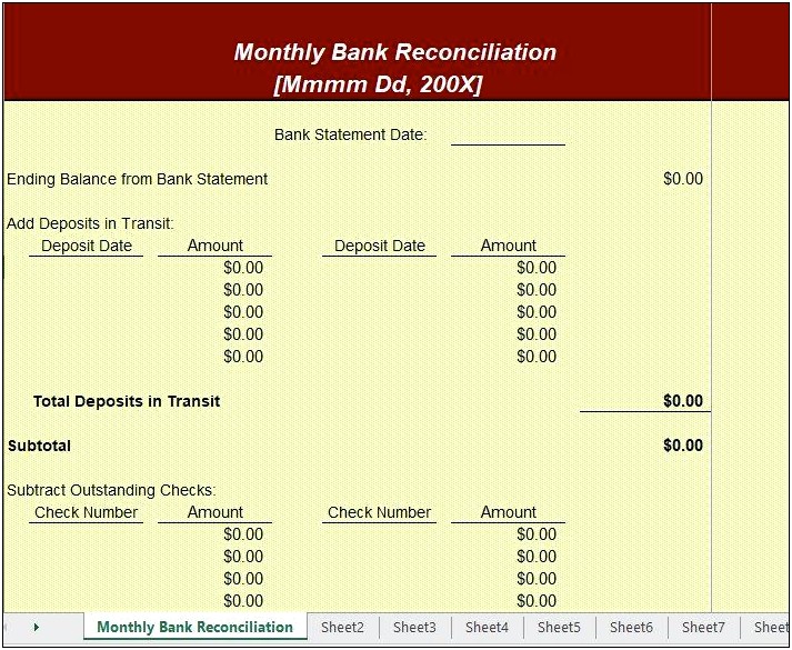 Free Balance Sheet Reconciliation Template Excel