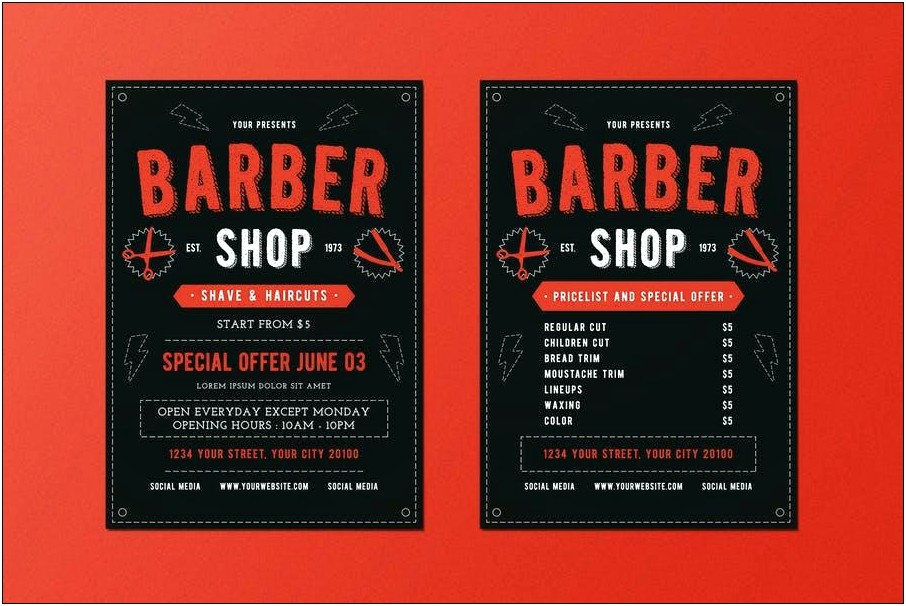 Free Barber Shop Price List Template
