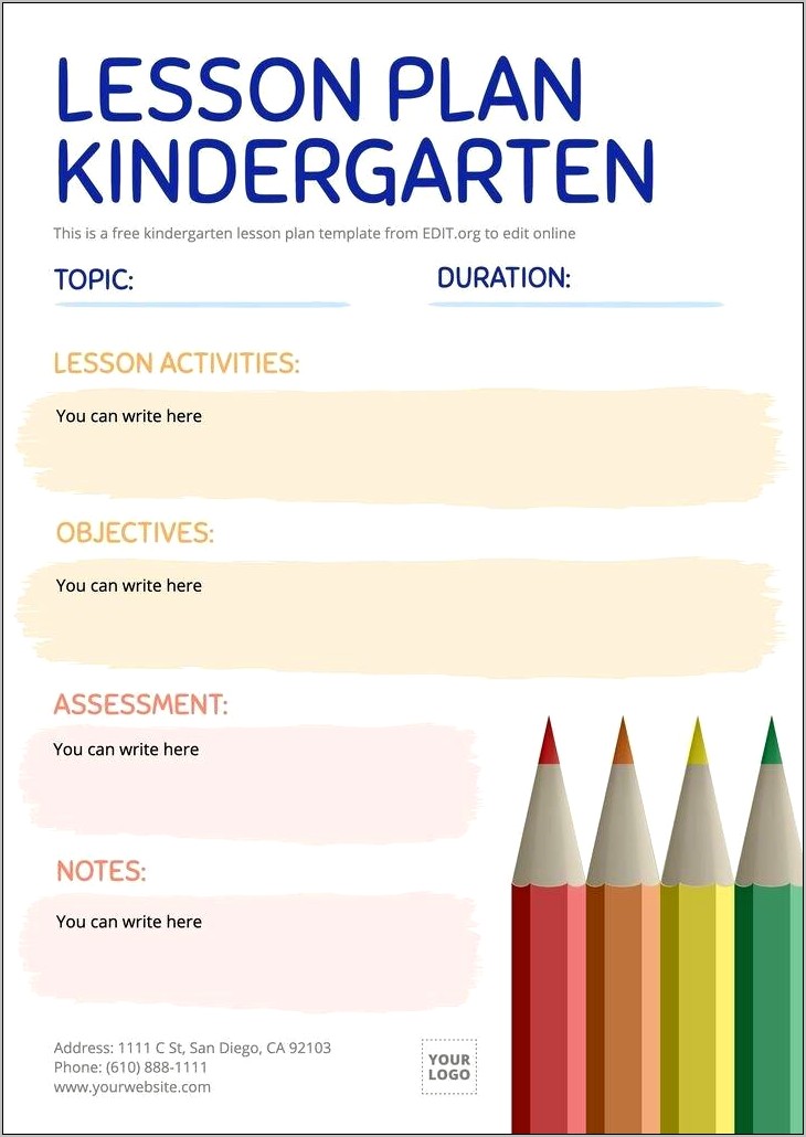 Free Blank Preschool Lesson Plan Templates