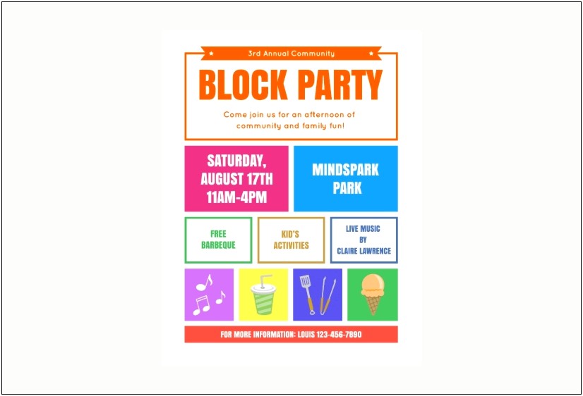 Free Block Party Flyer Template Summer