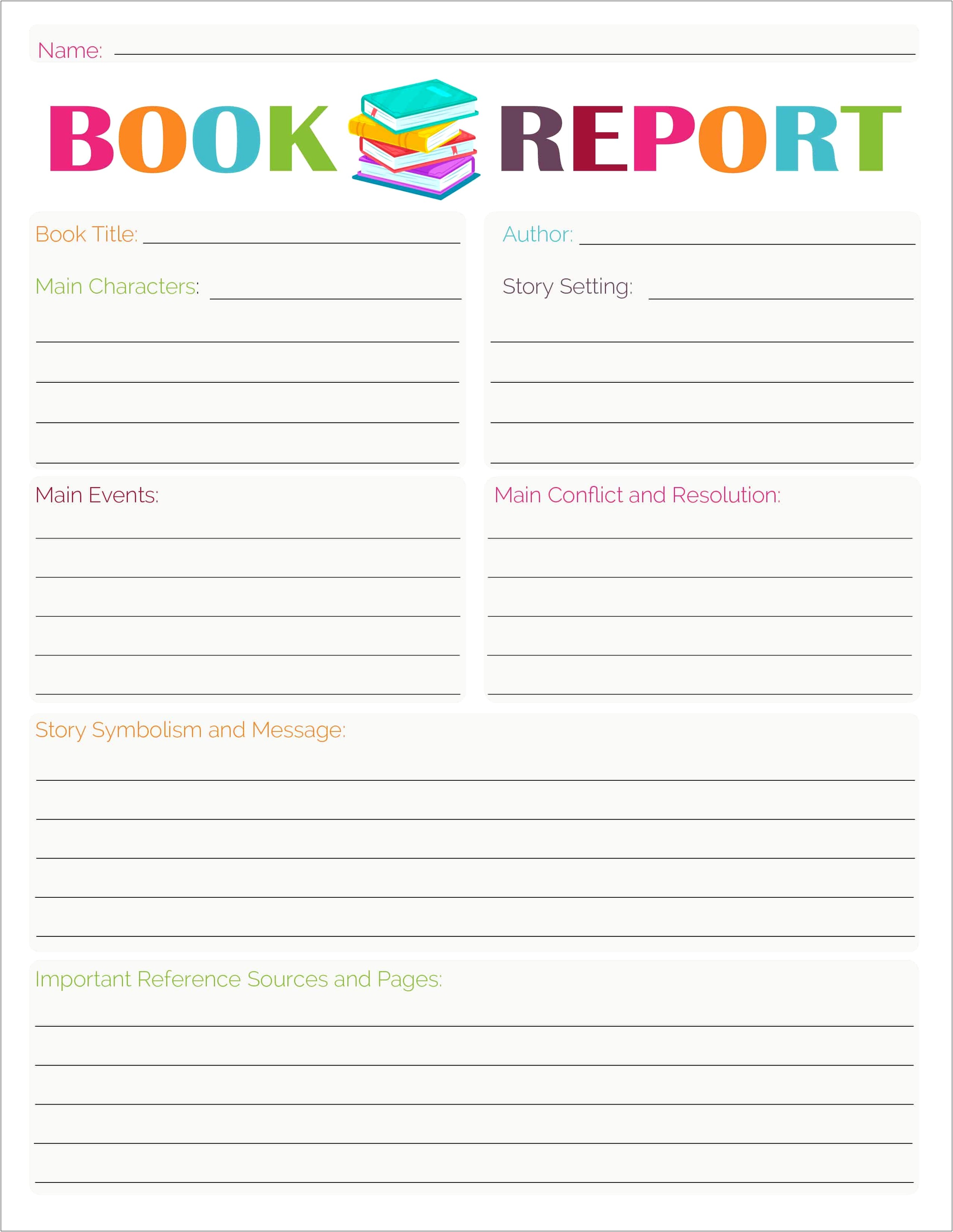 Free Book Report Template 4th Grade