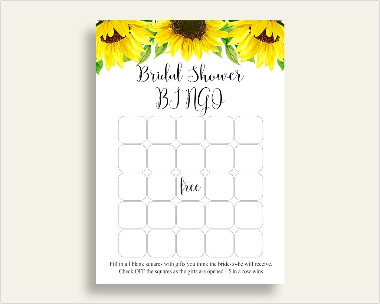 Free Bridal Shower Gift Bingo Template