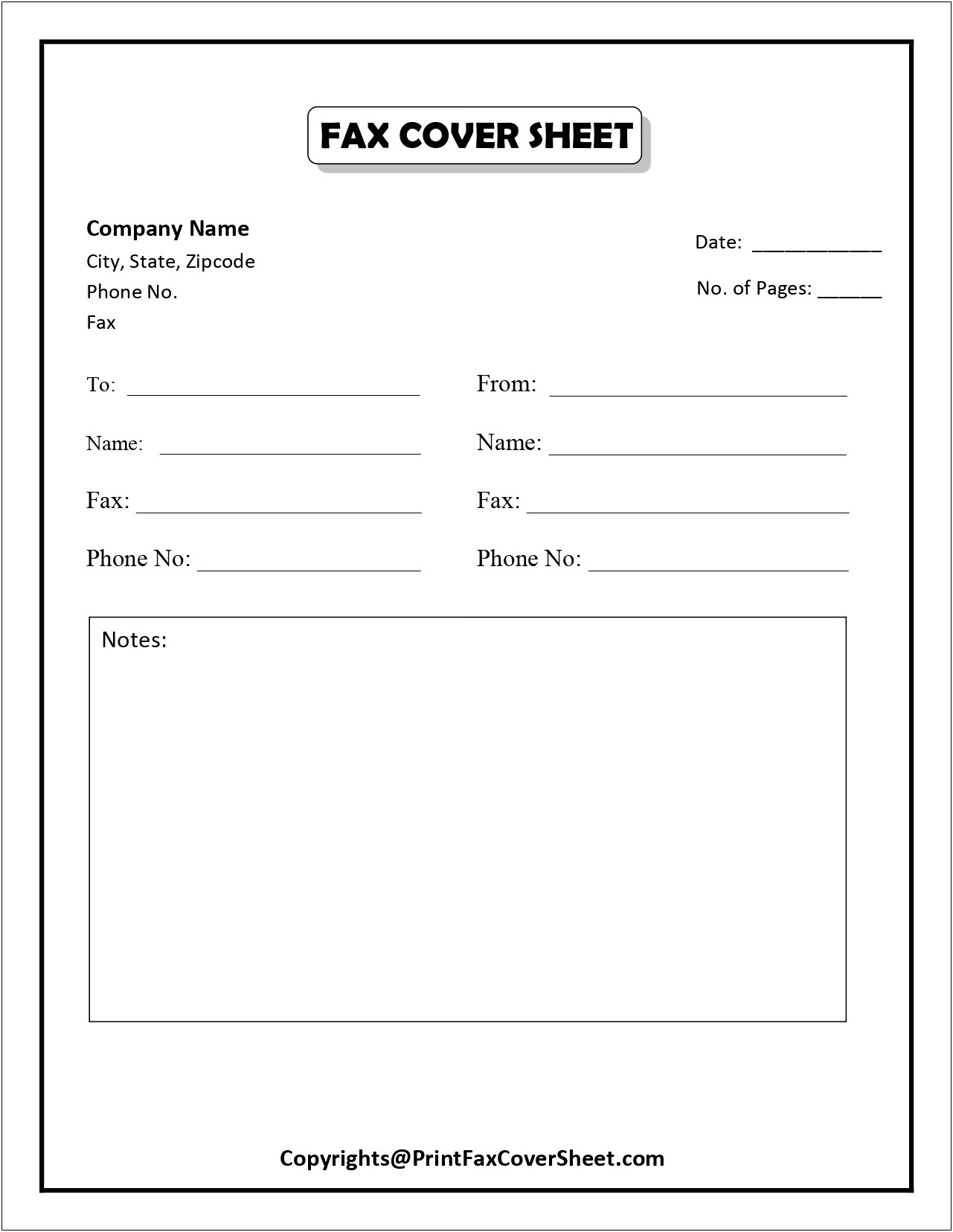 Free Business Fax Cover Sheet Template