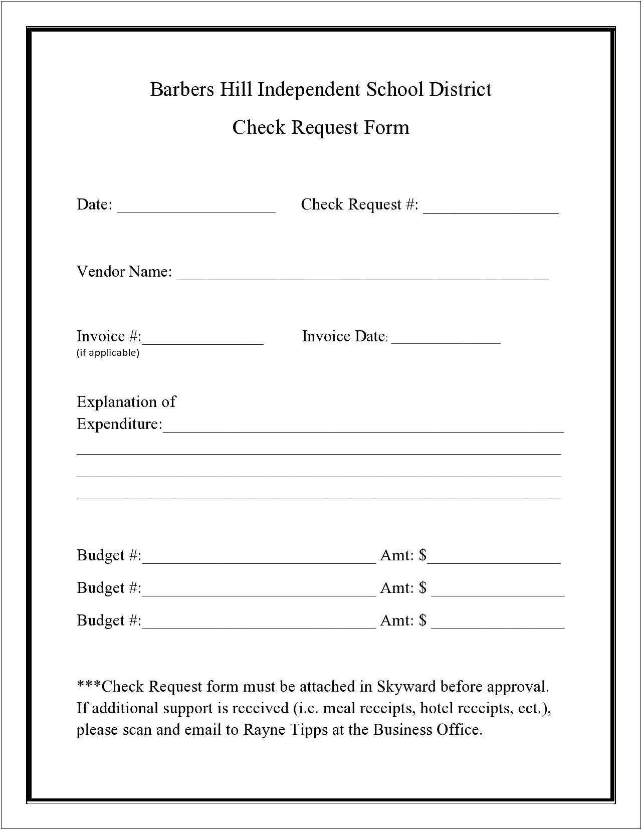 Free Check Request Form Template Excel
