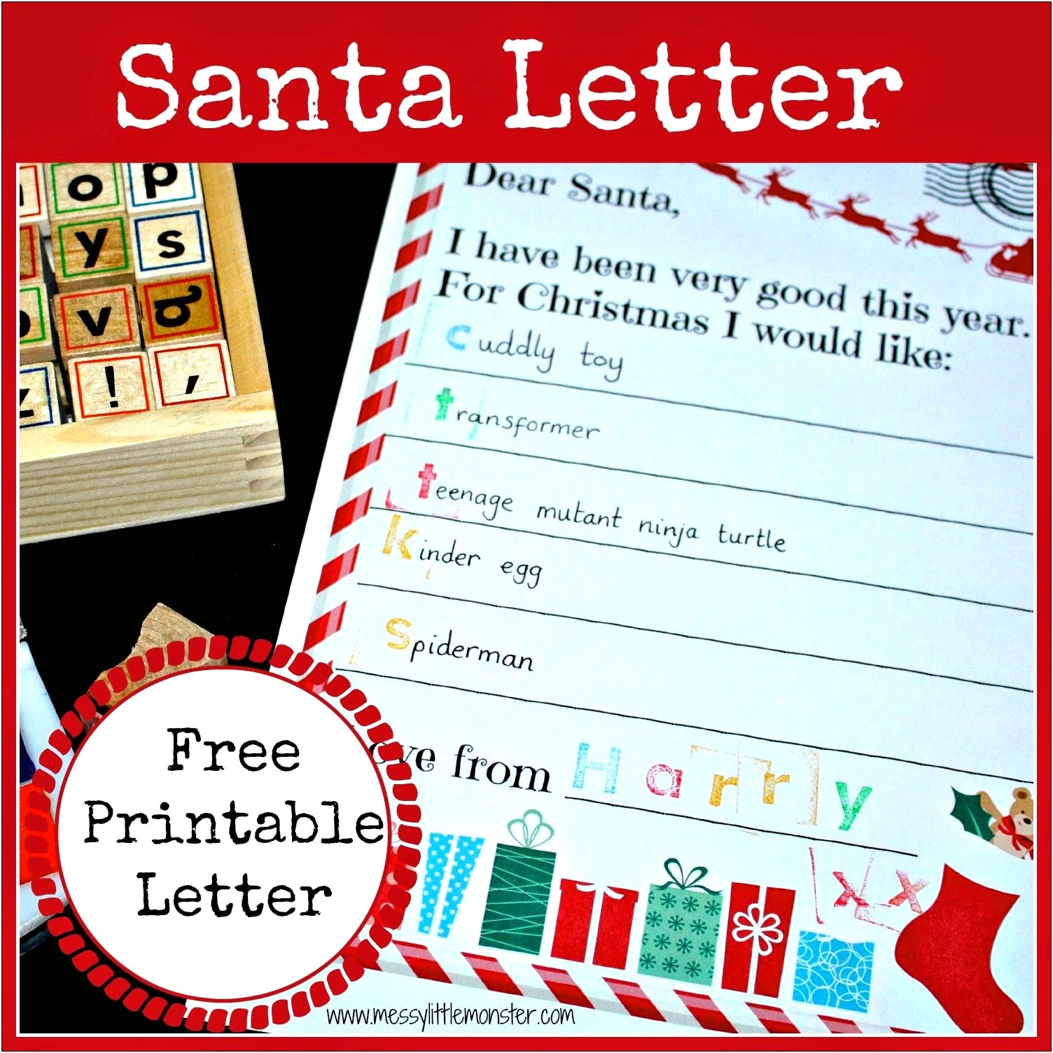 Free Christmas Letter To Santa Template
