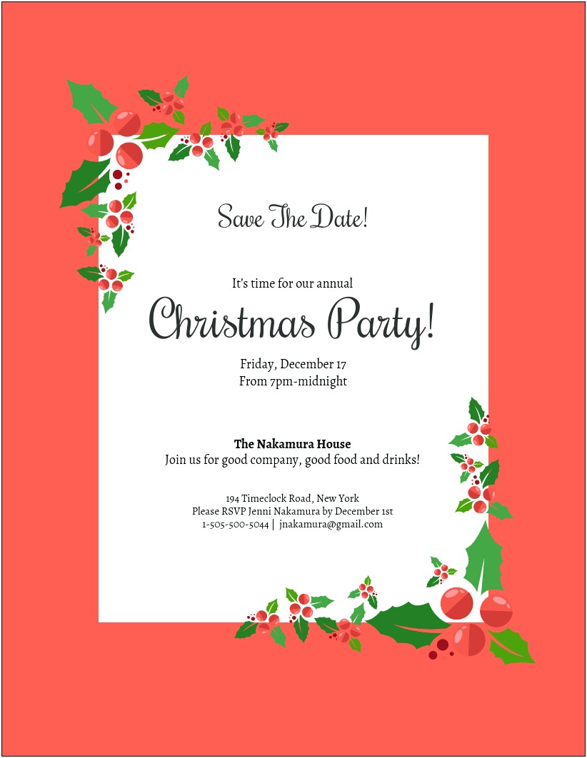 Free Christmas Party Invitation Templates Email