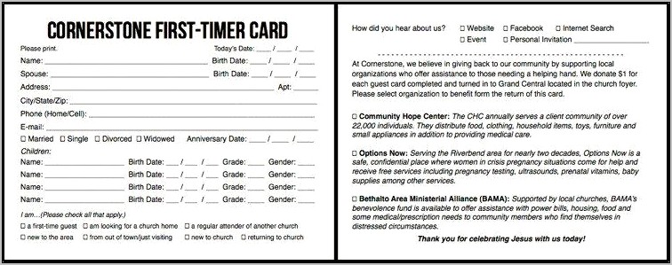Free Church Connection Card Template Word