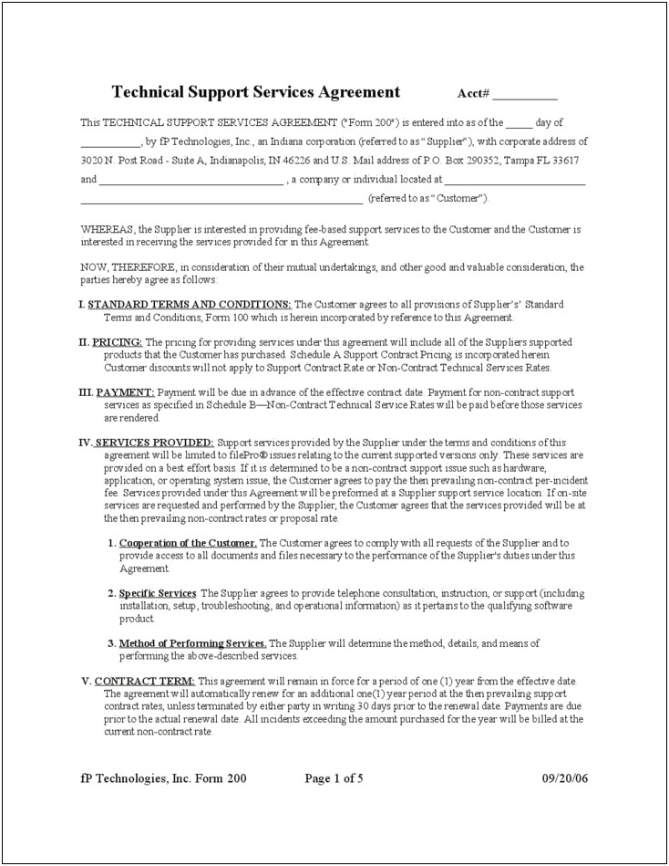 Free Contract Template For Services Rendered