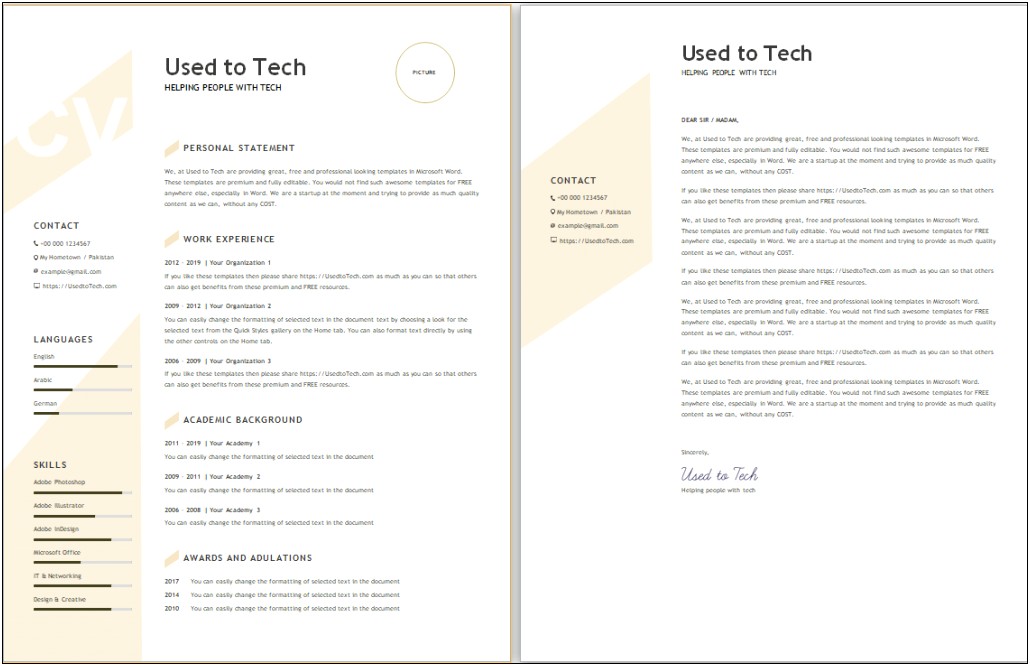 Free Cv Template For Ms Word